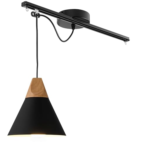 FSLiving Modernes Hängelampe - Bewegliche Pendelleuchte links/rechts 25cm -Schwarz Hängelampe Esstisch Einstellbare Höhe - Einfache Installation Deckenlampe Küche für Wohnzimmer Esszimmer TB0107 von FSLiving