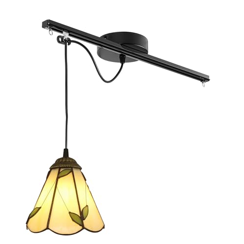 FSLiving Tiffany-Stil Hängelampe - Bewegliche Pendelleuchte links/rechts 25cm -Kristall Hängelampe Esstisch Einstellbare Höhe - Einfache Installation Deckenlampe Küche für Wohnzimmer Esszimmer TB0297 von FSLiving