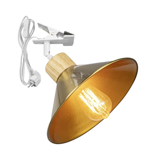 FSLiving Verstellbare Klemmlampe mit E27-Fassung,1 Packung Leselampe mit 1,8 m Kabel, Dimmbar Nachttischlampe,Schreibtischlampe für Büro Heimgebrauch - 26 * 10CM Gold Lampenschirm- TD0603M FSLiving Verstellbare Klemmlampe mit E27-Fassung,1 Packung Leselampe mit 1,8 m Kabel, Dimmbar Nachttischlampe,Schreibtischlampe für Büro Heimgebrauch - 26 * 10CM Gold Lampenschirm- TD0603M von FSLiving