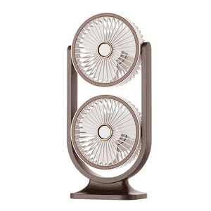 FSLiving leistungsstarker & tragbarer Tischventilator,Braun Wiederaufladbar Ventilator Leise, 90° Einstellbarer Winkel Ventilatoren für Büro, Schlafzimmer 3 Windgeschwindigkeit FS098 von FSLiving