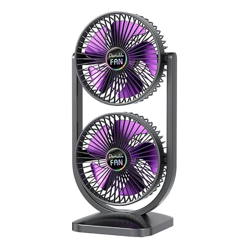FSLiving leistungsstarker & tragbarer Tischventilator,Grau Wiederaufladbar Ventilator Leise, 90° Einstellbarer Winkel Ventilatoren für Büro, Schlafzimmer 3 Windgeschwindigkeit FS097 von FSLiving