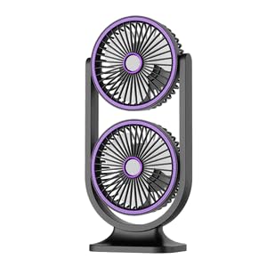 FSLiving leistungsstarker & tragbarer Tischventilator,Grau Wiederaufladbar Ventilator Leise, 90° Einstellbarer Winkel Ventilatoren für Büro, Schlafzimmer 3 Windgeschwindigkeit FS098 von FSLiving