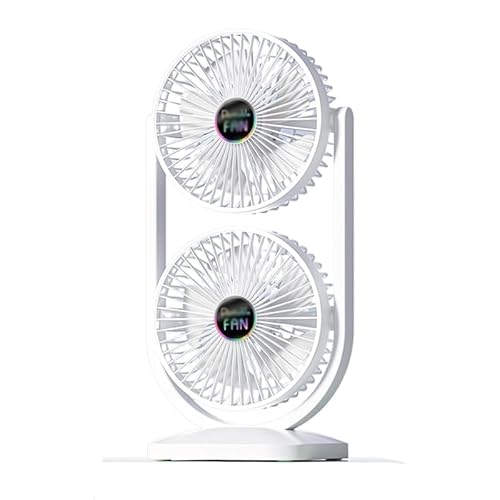 FSLiving leistungsstarker & tragbarer Tischventilator,Weiß Wiederaufladbar Ventilator Leise, 90° Einstellbarer Winkel Ventilatoren für Büro, Schlafzimmer 3 Windgeschwindigkeit FS097 von FSLiving