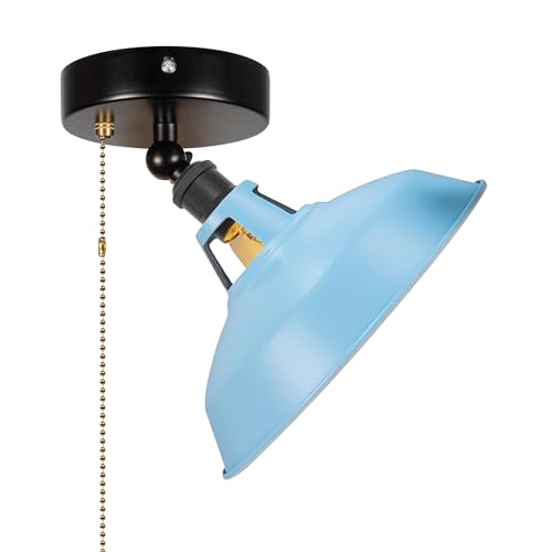 FSLiving wohnmobil beleuchtung 12V, Dimmbar Deckenleuchte,Innenbeleuchtung mit E27-Fassung, Blau Eisen-Lampenschirm für Wohnmobilen Boot Camper Van - BD0196 von FSLiving