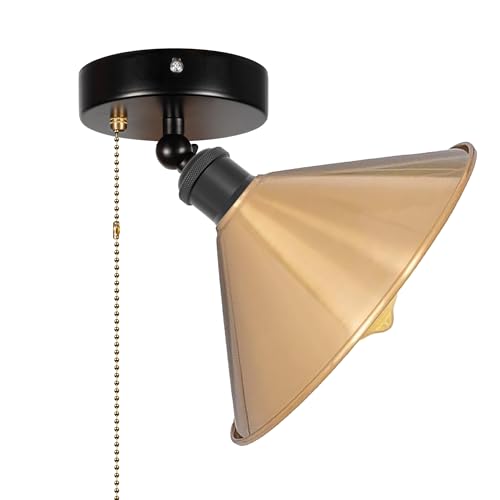 FSLiving wohnmobil beleuchtung 12V, Dimmbar Deckenleuchte,Innenbeleuchtung mit E27-Fassung, Gold Eisen-Lampenschirm für Wohnmobilen Boot Camper Van - DZ0156 von FSLiving