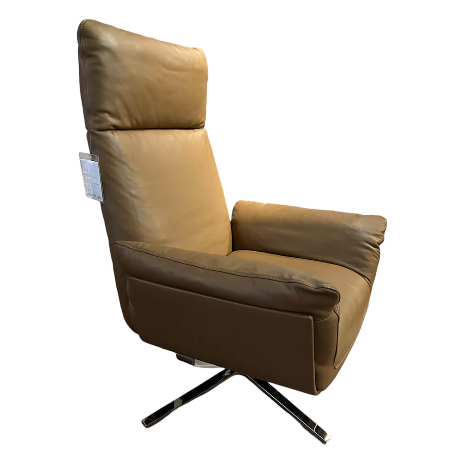 Relaxsessel Shelby Leder Uni 25 Touch Braun Viersternfuß 360 Grad Drehbar Hochgl... von FSM