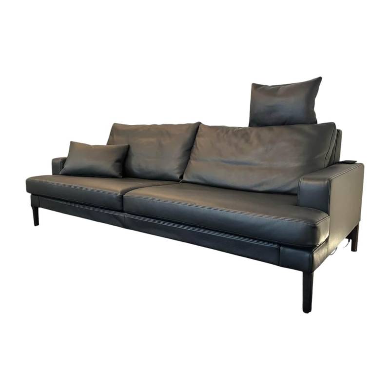 Sofa Clarus Leder Schwarz Füße Schwarz Inklusive Fußstützen Und Kopfstützen von FSM