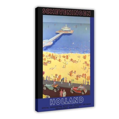 FSMFBGD Scheveningen Holland Retro Reise Kunst Leinwand Poster Schlafzimmer Dekor Landschaft Büro Zimmer Dekor Geschenk 20 x 30 cm von FSMFBGD