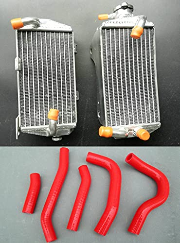 Aluminium-Kühler + roter Schlauch für Hon-da CRF250R CRF 250R CRF 250 R 2014 2015 2016 4-Takt 15 14 16 von FSMOTO