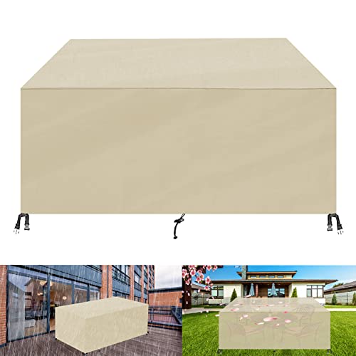 FSMYYXGS Abdeckung für GartenmöBel Rechteckig,420D Oxford Gewebe SchutzhüLle,Abdeckplane für GartenmöBel MöBelsets Wasserdicht,Winddicht,UV-BestäNdiges-Beige|| 50x50x38cm/LxWxH von FSMYYXGS