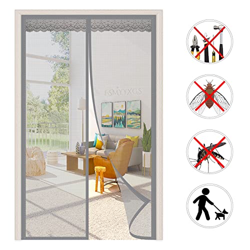 FSMYYXGS Magnet Fliegengitter Tür Automatisches SchließEn Magnetischer Fliegenvorhang Moskitonetze Insektenschutz Magnetvorhang TüRvorhang Ohne Bohren,für Balkon Terrassen-Gray|| 90x210cm(35x82inch) von FSMYYXGS