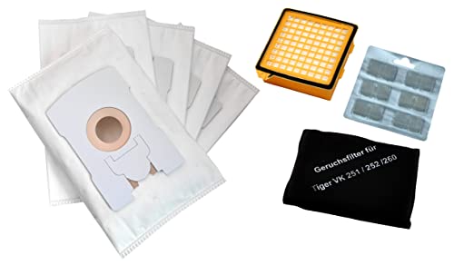 FSProdukte Spar-Set 10 Microvliesbeutel mit Schiebeverschluss, 1 Hygienefeinfilter, 1 Geruchsfilter und 6 Duftblocks geeignet für Vorwerk Kobold VT 260 von FSProdukte