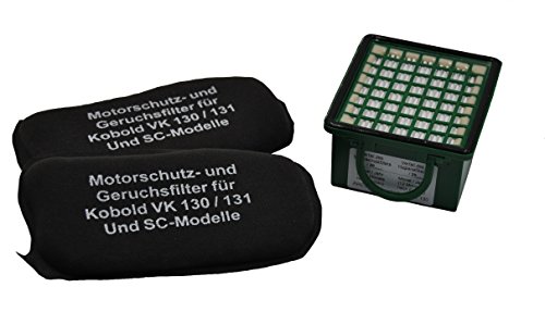 Filterset Hygienefeinfilter + 2 Geruchsfilter Aktivkohlefilter geeignet für Ihren Vorwerk Kobold VK 130 von FSProdukte