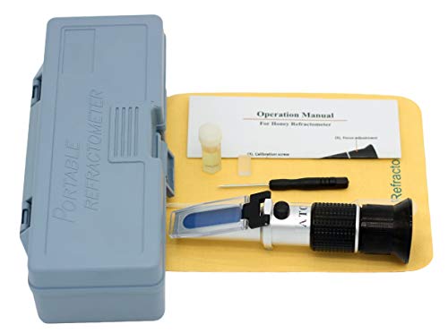 FSRTOP IMKER Honig REFRAKTOMETER WASSERGEHALT 10% - 30% AUFLÖSUNG Skala 0,1% HONIGFEUCHTE Bienen MIT ATC (AUTOMATISCHER TEMPERATURKOMPENSATION) 3015 MIT KALIBRIERFLÜSSIGKEIT von FSRTOP