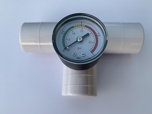 FSRTOP T-Stück Schlauchverbinder für 38 mm Poolschlauch mit Manometer geeignet für Pumpe Filter und Solarheizung Pool 1 Stück von FSRTOP