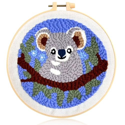 Stanznadel-Kits für Anfänger, DIY-Handwerk, Stanznadel mit gedrucktem Muster und Reifen für Erwachsene, Starter-Stickset, Kunst und Anfänger, Häkelset, Stickset für Bastelliebhaber, Heimdekoration von FSSODWT