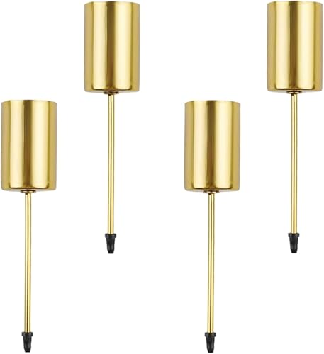 4 Stück Adventskranz Kerzenhalter, Retro Stabkerzenhalter kerzenhalter mit kurzem Dorn Metall Kerzenleuchter, für Adventskranz Weihnachten Kerzenteller (Gold) von FSSPLJHYJ