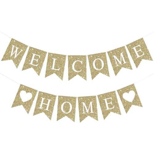 2,5 m Glitzer Willkommen Zuhause Banner Back Home Girlande Homecoming Schild Banner Funkeln Wimpelkette Girlande Dekorative Hängende Banner Familie Rückkehr Party Dekorationen mit Zwei Herzen 2,5 m Glitzer Willkommen Zuhause Banner Back Home Girlande Homecoming Schild Banner Funkeln Wimpelkette Girlande Dekorative Hängende Banner Familie Rückkehr Party Dekorationen mit Zwei Herzen von FSSTUD