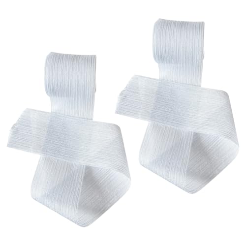 2 Rollen 5 m x 4 cm Knitter-Chiffonbänder Tüll Geschenkverpackung Band Breit Hochzeit Einladung Band Dekorative Knitterbänder Mode Schleife Herstellung Strings Blumen Blumenstrauß Dekorationen Weiß von FSSTUD