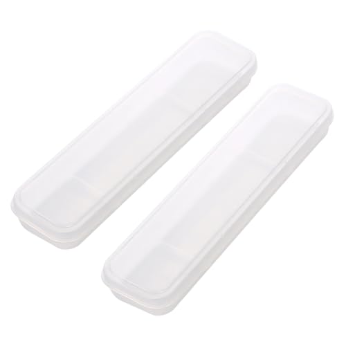 2 Stück transparente Geschirr-Aufbewahrungsbox aus Kunststoff, tragbare Besteckbox, transparent, Löffel, Gabel, Essstäbchen, Besteck-Organizer, Behälter für Outdoor, Büro von FSSTUD