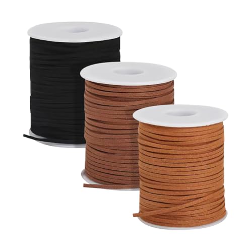 3 Rollen 2,5 mm x 45,7 m flache Kunstlederkordel Wildlederschnur Schmuckherstellung Wildlederseil dünne Lederschnur für Halsketten Traumfänger 3 Rollen 2,5 mm x 45,7 m flache Kunstlederkordel Wildlederschnur Schmuckherstellung Wildlederseil dünne Lederschnur für Halsketten Traumfänger von FSSTUD
