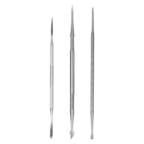 3 Stück Edelstahl-Nageldesign-Werkzeuge, Nagelkunst-Skulpturstifte, professionelle Nägel, Punktierwerkzeuge, Doppelkopf-Nägel, Kunstwerkzeug, Fingernagel-Malwerkzeug, Maniküre-Designzubehör für Salon von FSSTUD