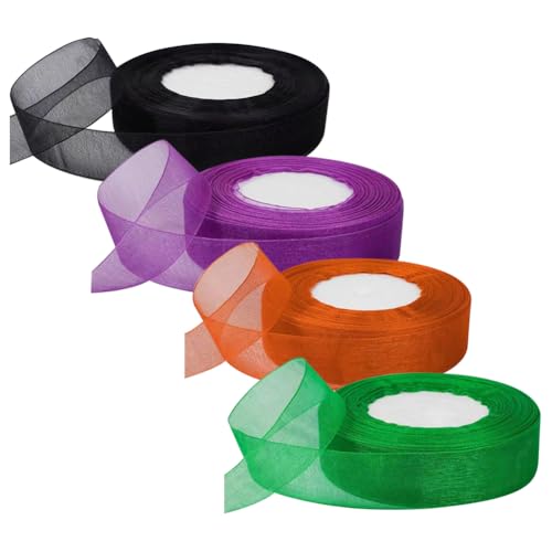 4 Rollen 2,5 cm x 45 m Urlaub Sheer Chiffon Band Stoff Organza Wickelband Dekorative Halloween Handwerk Band Girlande Herstellung Bänder Blumen Blumenstrauß Bänder für Hochzeit Geburtstag Bunt 3 4 Rollen 2,5 cm x 45 m Urlaub Sheer Chiffon Band Stoff Organza Wickelband Dekorative Halloween Handwerk Band Girlande Herstellung Bänder Blumen Blumenstrauß Bänder für Hochzeit Geburtstag Bunt 3 von FSSTUD