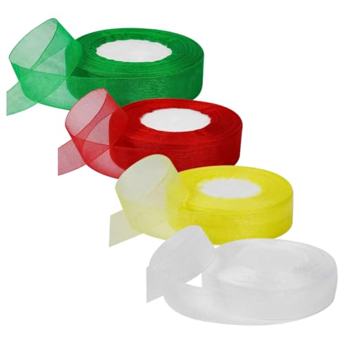 4 Rollen 2,5 cm x 45 m Urlaub Sheer Chiffon Band Stoff Organza Wickelband Dekorative Weihnachten Handwerk Band Girlande Herstellung Bänder Blumen Blumenstrauß Bänder für Hochzeit Geburtstag Bunt 2 4 Rollen 2,5 cm x 45 m Urlaub Sheer Chiffon Band Stoff Organza Wickelband Dekorative Weihnachten Handwerk Band Girlande Herstellung Bänder Blumen Blumenstrauß Bänder für Hochzeit Geburtstag Bunt 2 von FSSTUD
