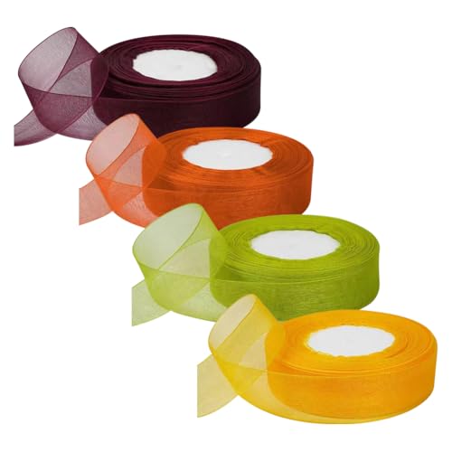 4 Rollen 2,5 cm x 45 m Urlaub Sheer Chiffon Band Stoff Organza Wrapping Ribbon Dekorative Herbst Handwerk Band Girlande Herstellung Bänder Blumen Blumenstrauß Bänder für Hochzeit Geburtstag Bunt 1 4 Rollen 2,5 cm x 45 m Urlaub Sheer Chiffon Band Stoff Organza Wrapping Ribbon Dekorative Herbst Handwerk Band Girlande Herstellung Bänder Blumen Blumenstrauß Bänder für Hochzeit Geburtstag Bunt 1 von FSSTUD