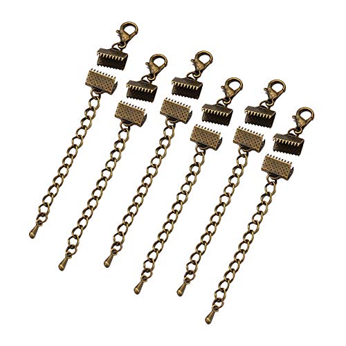 10 Sets Pinch Klemmbleche Crimps Clamp Ends Verlängerungskette Kettenverschluss Karabiner für Schmuckherstellung Bronze von FSSTUD