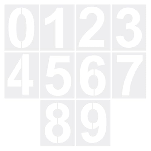 FSSTUD 10 Stück 38,1 cm 0 bis 9 große Kunststoff-Zahlenschablonen, Maleimer, Zahlenschablonen, Straßenschilder, digitale Schablonen, Zeichenvorlagen, wiederverwendbar, Briefkasten, Adressnummern für von FSSTUD