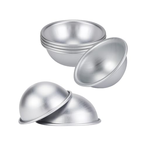 FSSTUD 10 Stück 4,5 cm Badebombenformen Bad Seife Formen halbrunde Kuchenformen Pudding Backformen Aluminium Kuchen Becher Ei Tart Formen Dessert Kochen Pfannen von FSSTUD