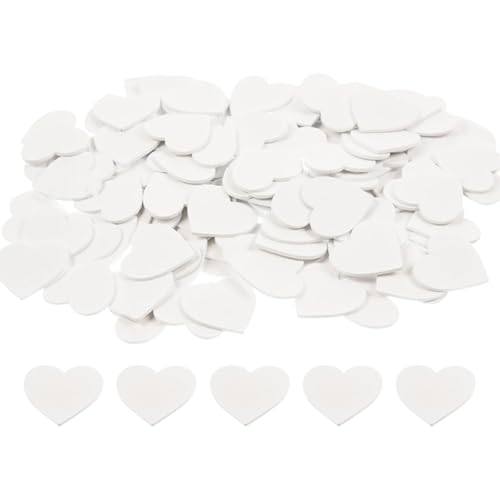 FSSTUD 100 Stück 3 cm kleine weiße Holz-Streuherzen Hochzeit Holzherzen Tischkonfetti unlackierte Holzausschnitte dekorative Bastelholzstücke von FSSTUD