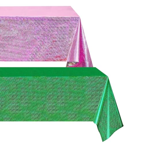FSSTUD 2 Stück 137 x 274 cm rosa grün holografische Tischdecke Metallic Kunststoff Tischdecke Glitzer rechteckige Tischdecke schillernde Laserparty Tischdecke für Veranstaltungen FSSTUD 2 Stück 137 x 274 cm rosa grün holografische Tischdecke Metallic Kunststoff Tischdecke Glitzer rechteckige Tischdecke schillernde Laserparty Tischdecke für Veranstaltungen von FSSTUD