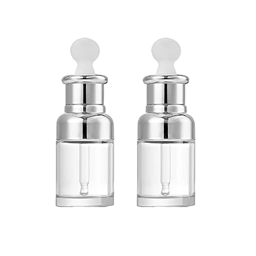 FSSTUD 2 Stück 30ml Leer Pipettenflaschen Apothekerflasche Tropfflasche Glasflaschen mit Pipetten für ätherische Öle Aromatherapie Silber von FSSTUD