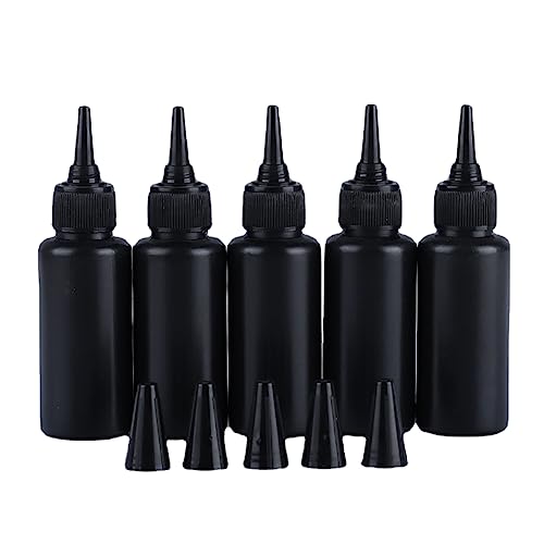 FSSTUD 25 Stück 30 ml schwarze Kunststoff-Quetschflaschen, leere Kleberspenderflaschen, nachfüllbare Farbpigmentflaschen, Bastel-Flaschen mit Kappen von FSSTUD