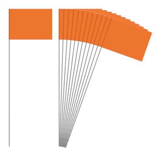 FSSTUD 30 Stück hohe Rasenflaggen Garten Sprinkler Markierungsflaggen PVC Hofpfahl Flaggen Outdoor Markierung Flaggen Landschaft Bewässerung Flaggen Begrenzungsflaggen für Hundezaun Orange von FSSTUD