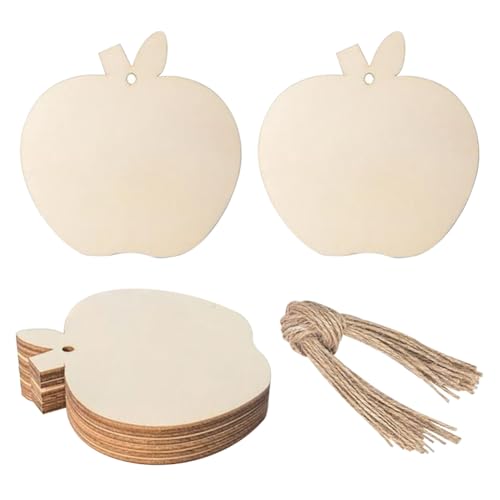 FSSTUD 30 Stück unlackierte Apfelausschnitte aus Holz mit Löchern, blanko, Obstornamente, Weihnachten, hängende Holzscheiben, Holzhandwerk, Geschenkanhänger, Urlaub, zum Aufhängen mit Seilen für FSSTUD 30 Stück unlackierte Apfelausschnitte aus Holz mit Löchern, blanko, Obstornamente, Weihnachten, hängende Holzscheiben, Holzhandwerk, Geschenkanhänger, Urlaub, zum Aufhängen mit Seilen für von FSSTUD