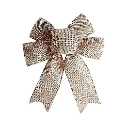 FSSTUD 4 Stück große rustikale Jute-Schleifen Urlaub Sackleinen Kranz Schleife DIY Handwerk Bowknot Dekoration Weihnachtsbaum Schleife Ornamente Festival dekorative Schleife von FSSTUD