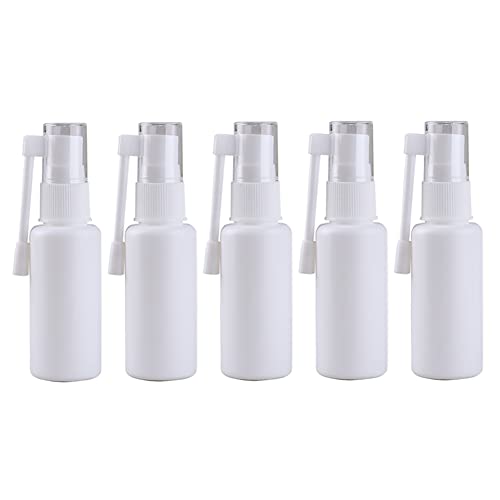 FSSTUD 5 Stück 30 ml Kunststoff Hals Sprühflaschen Fläschchen Nachfüllbar Leere Mundsprüher Nasenspray Pumpflaschen Fein Nebel Zerstäuber mit 360 Grad Drehstange für Reisen Zuhause von FSSTUD