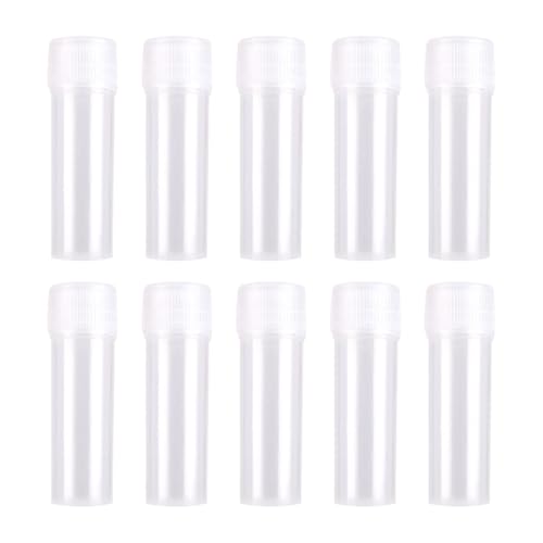 FSSTUD 50 Stück 7 ml transparente Kunststoff-Laborfläschchen mit Schraubverschluss, Probenröhrchen, auslaufsichere Fläschchen, kleine Gegenstände, Aufbewahrungsfläschchen, leere Fläschchen für feste von FSSTUD
