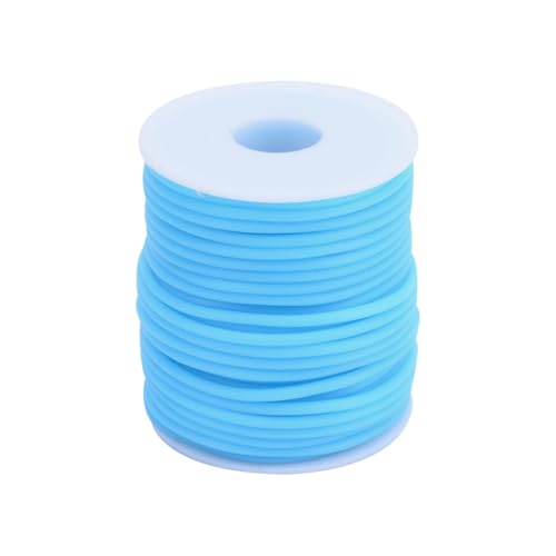 FSSTUD 50m Knit Stitch Holder Cords Round Stitch Keeper Cord Hollow Pipe Rubber Tube Cord Necklace Bracelet Beading Cord Knitting Tubing Barber Cords with Spule for Holding Stitches Blue von FSSTUD