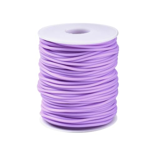 FSSTUD 50m Knit Stitch Holder Cords Round Stitch Keeper Cord Hollow Pipe Rubber Tube Cord Necklace Bracelet Beading Cord Knitting Tubing Barber Cords with Spule for Holding Stitches Purple von FSSTUD