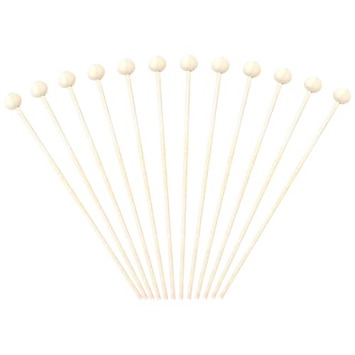 FSSTUD 60 Stück 15,2 cm Rock Candy Sticks Holz Rührstäbe Holz Cake Pop Sticks Getränk Rührstäbe Vorspeisen Spieß Sticks mit Kugel von FSSTUD