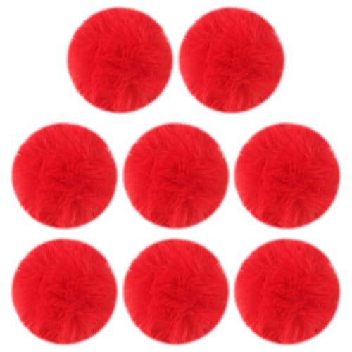 FSSTUD 8 cm große Kunstfell-Pompons, rund, flauschig, weiches Fell, Bommel, Dekoration, Rot, 8 Stück von FSSTUD