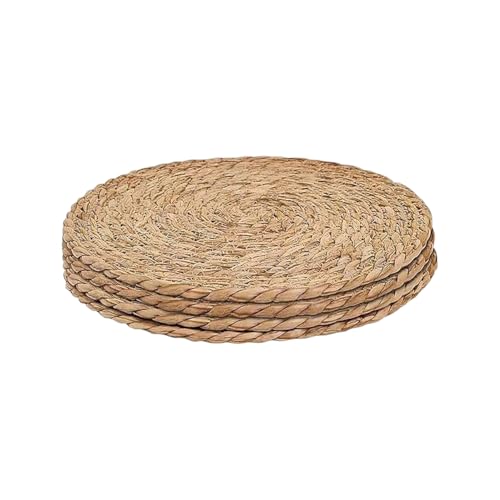 Runde gewebte Platzsets, rustikale Weiden-Tischsets, Boho, geflochtene Platzsets, natürliches Rattan, Bauernhaus-Gewebe, Platzsets für Esstisch, 18 cm, 4 Stück von FSSTUD