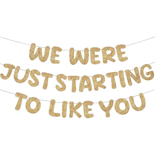 We Were Just Starting to Like You Banner Glitzer Ruhestand Party Banner Going Away Party Schild Abschiedsfeier Dekor Goodbye Party Hängende Dekorationen für Abschlussfeiern Golden von FSSTUD