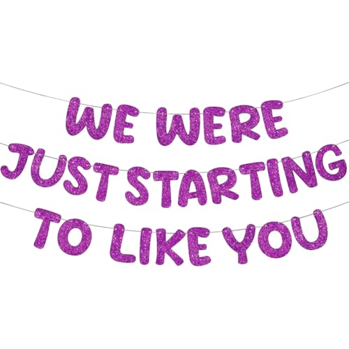 We Were Just Starting to Like You Banner Glitzer Ruhestand Party Banner Going Away Party Schild Abschiedsfeier Dekor Goodbye Partys Hängende Dekorationen für Abschlussfeiern Lila von FSSTUD