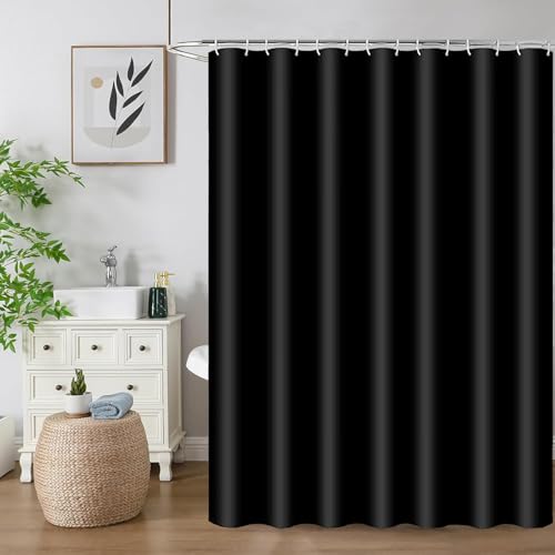 FSTIANXIA Duschvorhang für Badezimmer, PEVA-Stoffvorhang, Badezimmervorhang mit Ösen und Haken, waschbar, schimmelresistent, schwarz, 180 x 200 cm FSTIANXIA Duschvorhang für Badezimmer, PEVA-Stoffvorhang, Badezimmervorhang mit Ösen und Haken, waschbar, schimmelresistent, schwarz, 180 x 200 cm von FSTIANXIA