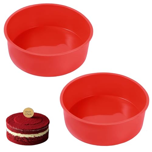 Silikon-Kuchenform zum Backen, rund, antihaftbeschichtet, Schnellverschluss, Kuchenform für Muffins, Backschichtkuchen, Schwämme, Kuchen, 2 Stück (15,2 cm) von FSTIANXIA